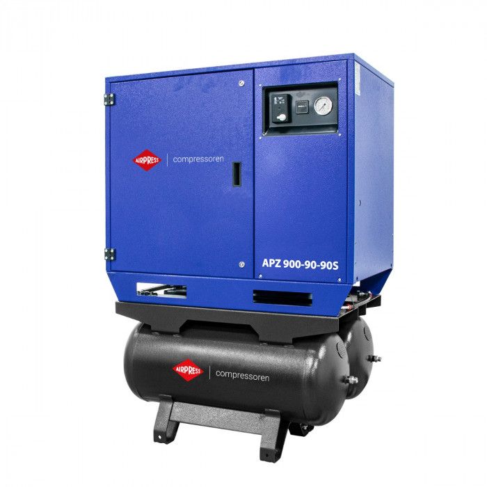 Tichý dvoupístový kompresor APZ 900-90-90S 10 bar 7.5 HP/5.5 kW 611 l/min 2x90 l - trojúhelníkovo-hvězdicové zapojení - NOVINKA