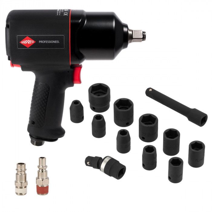 Pneumatický rázový utahovák 1/2" s kovanými klíči (10 kusů) - sada mechanika