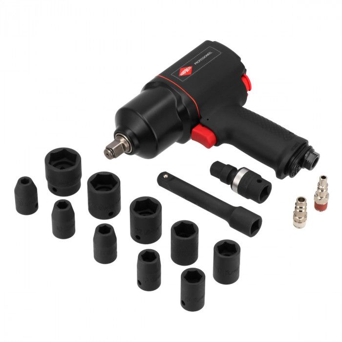 Pneumatický rázový utahovák 1/2" s kovanými klíči (10 kusů) - sada mechanika