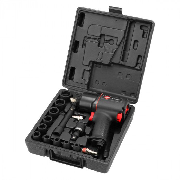 Pneumatický rázový utahovák 1/2" s kovanými klíči (10 kusů) - sada mechanika