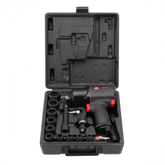 Pneumatický rázový utahovák 1/2" s kovanými klíči (10 kusů) - sada mechanika