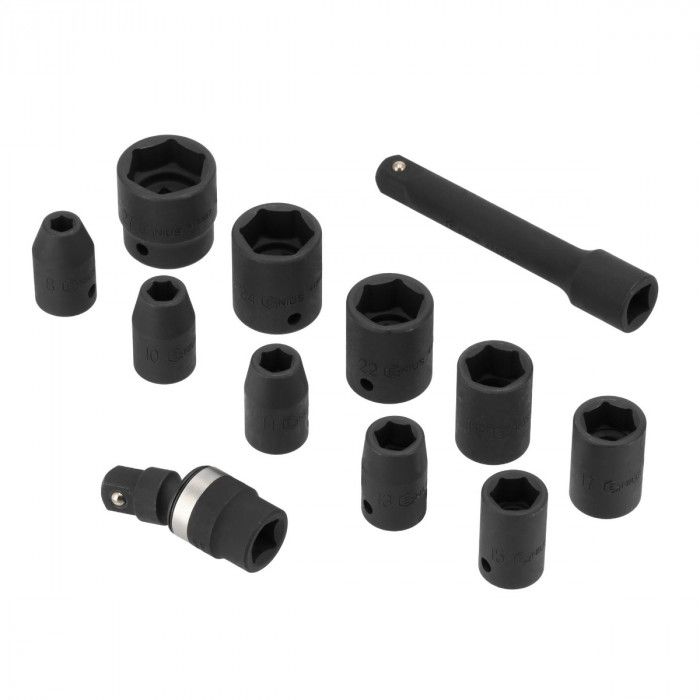 Pneumatický rázový utahovák 1/2" s kovanými klíči (10 kusů) - sada mechanika