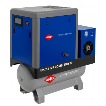 Šroubový kompresor APS 7.5 IVR Combi Dry X 10 bar 7.5 HP/5.5 kW 170-760 l/min 200 l